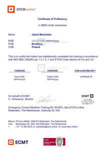 doradztwo IMDG Code awareness